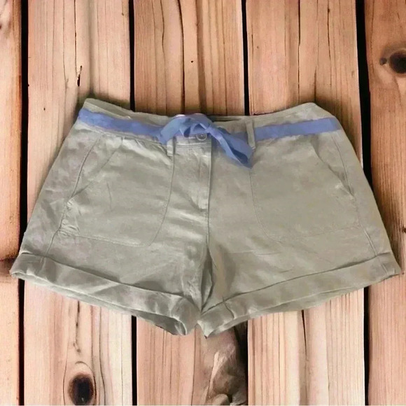Ann Taylor Pants - Ann Taylor Loft Size 2 Light Brown Linen-Blend Cuffed Shorts.  4" Inseam.